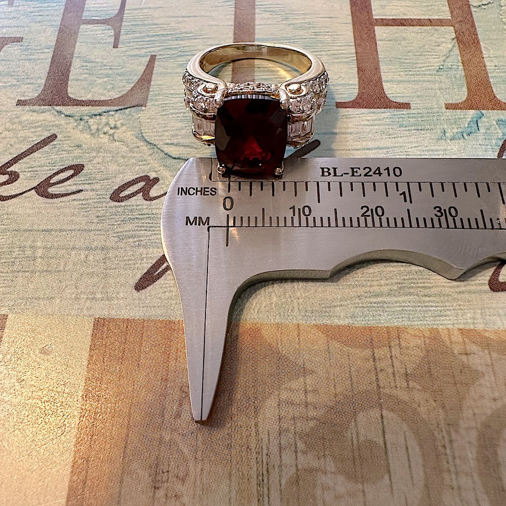 Ruby Cocktail Ring (Lab Created Stone) 18k Gold O… - image 8
